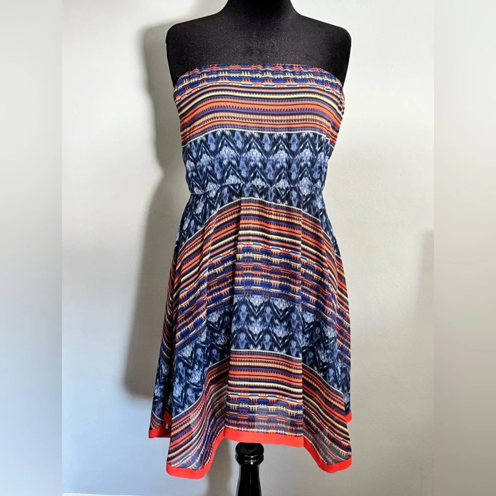 Rare Anthropologie Maeve - Multicolor Strapless Dress - Size Large - Picture 1 of 10